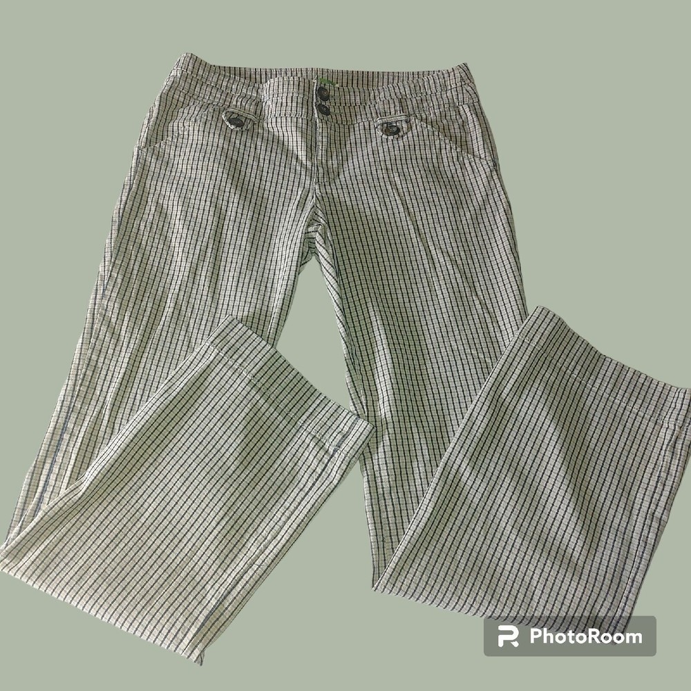 Anthropologie Black and White Striped Straight Leg Pants